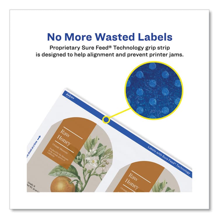 AVERY PRODUCTS CORPORATION Textured Arched Print-to-the-Edge Labels, Laser Printers, 3 x 2.25, White, 9/Sheet, 10 Sheets/Pack (AVE22809) thumbnail 3