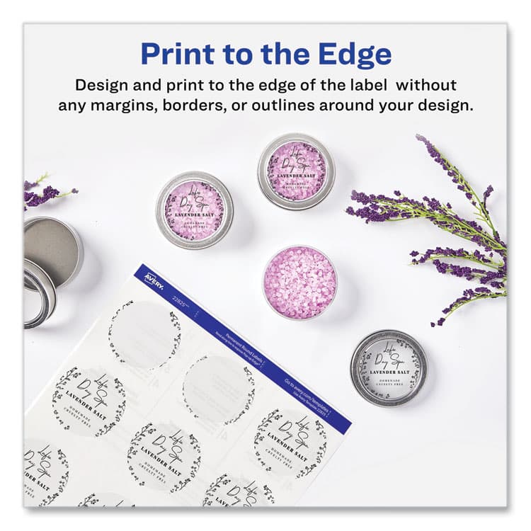 AVERY PRODUCTS CORPORATION Round Print-to-the Edge Labels with Sure Feed and Easy Peel, 2" dia, Glossy Clear, 120/PK (AVE22825) thumbnail 3