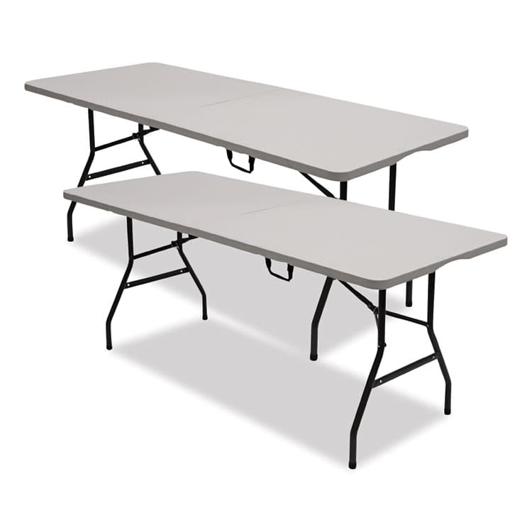 ICEBERG ENTERPRISES Bifold Resin Folding Table, Rectangular, 70.9" x 29.1" x 30", White Granite Top, Gray Base/Legs, 2/Pack (ICE61263)