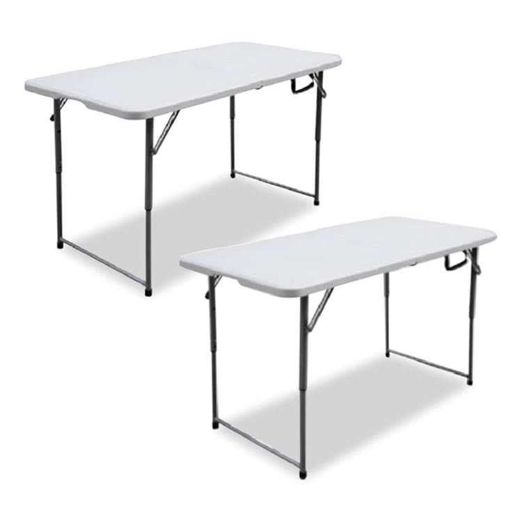 ICEBERG ENTERPRISES Bifold Resin Folding Table, Rectangular, 48" x 23.6" x 29.1", White Granite Top, Gray Base/Legs, 2/Pack (ICE61243)