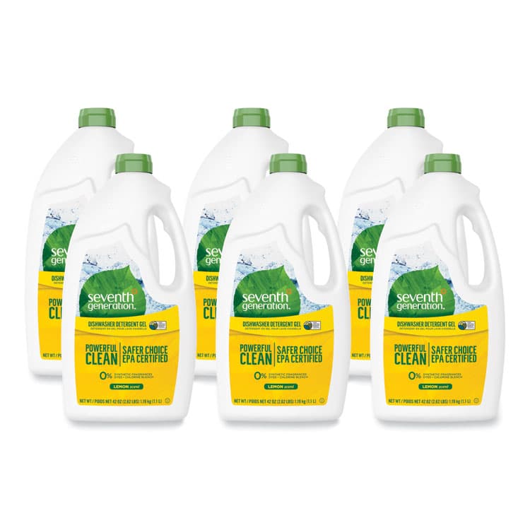 SEVENTH GENERATION Natural Automatic Dishwasher Gel, Lemon, 42 oz Bottle, 6/Carton (SEV22171CT)