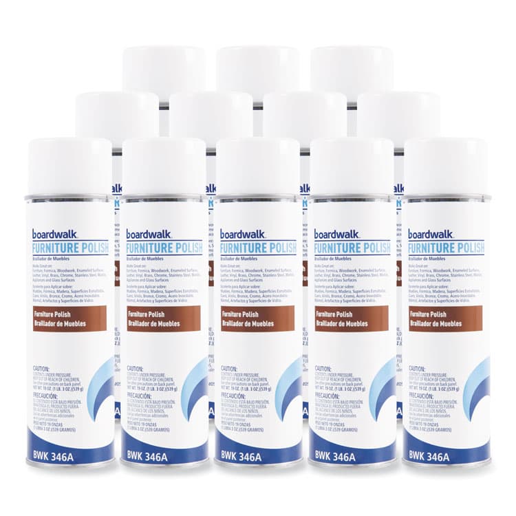 BOARDWALK Furniture Polish, Lemon Scent, 19 oz Aerosol Spray, 12/Carton (BWK346ACT)