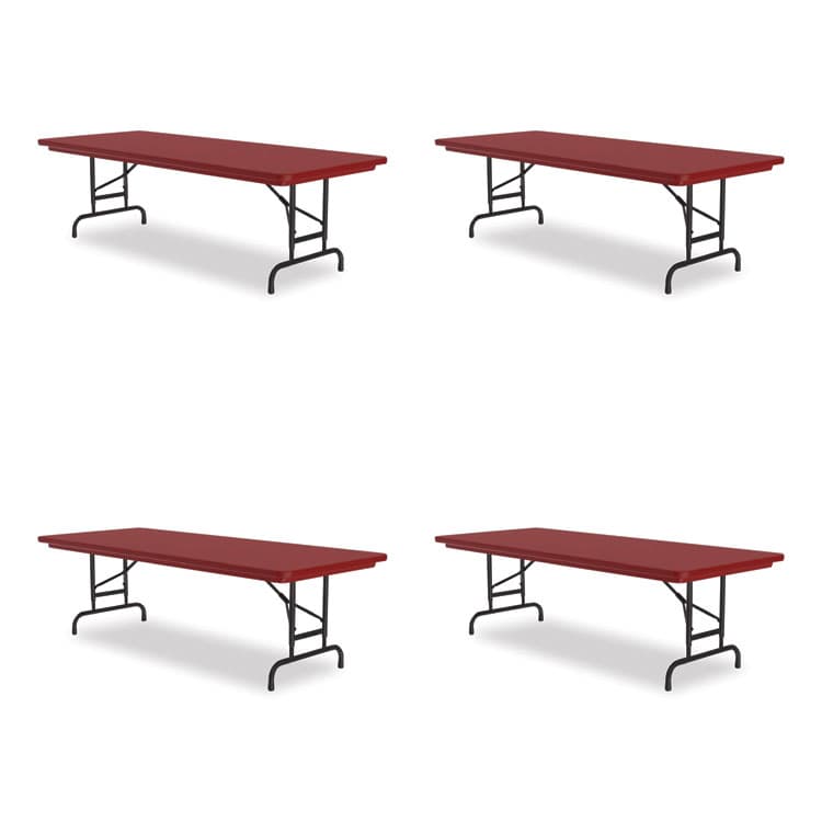 CORRELL, . Adjustable Folding Tables, Rectangular, 72" x 30" x 22" to 32", Red Top, Black Base, 4/Pallet (CRLRA3072254P)