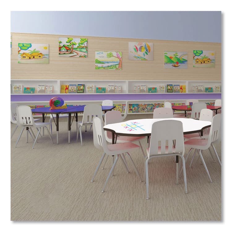 CORRELL, . Dry Erase Markerboard Activity Tables, Round, 42" x 19" to 29", White Top, Black Legs, 4/Pallet (CRL42DERD80954P) thumbnail 4