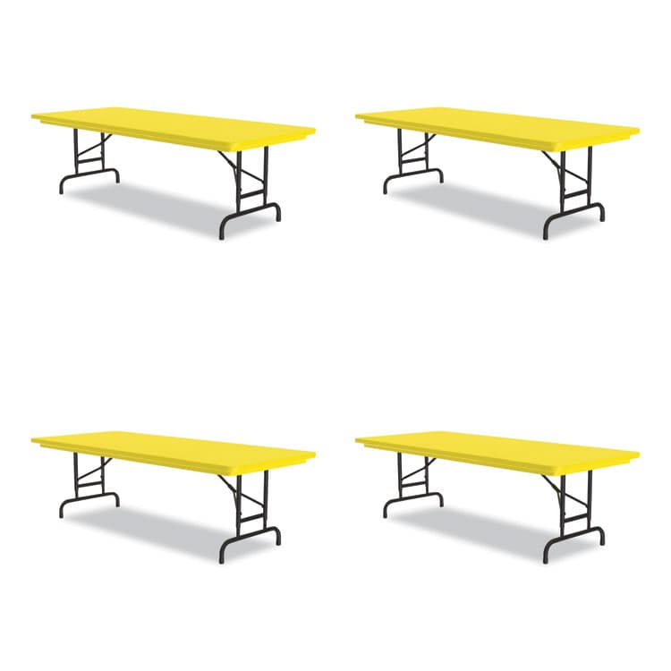 CORRELL, . Adjustable Folding Tables, Rectangular, 72" x 30" x 22" to 32", Yellow Top, Black Legs, 4/Pallet (CRLRA3072284P)