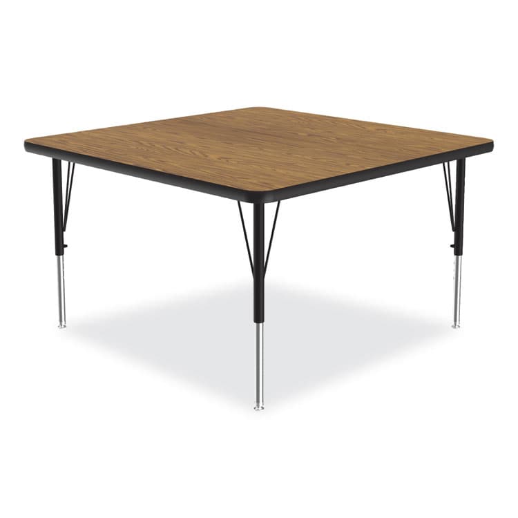 CORRELL, . Adjustable Activity Tables, Square, 48" x 48" x 19" to 29", Medium Oak Top, Black Legs, 4/Pallet (CRL4848TF0695K4) thumbnail 4
