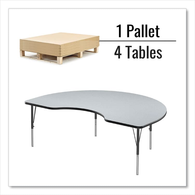 CORRELL, . Adjustable Activity Tables, Kidney Shaped, 72" x 48" x 19" to 29", Gray Top, Black Legs, 4/Pallet (CRL4872TF1595K4) thumbnail 2