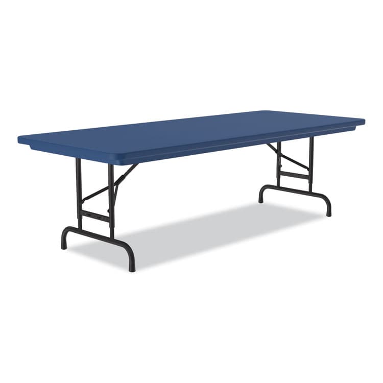 CORRELL, . Adjustable Folding Tables, Rectangular, 72" x 30" x 22" to 32", Blue Top, Black Legs, 4/Pallet (CRLRA3072274P) thumbnail 2