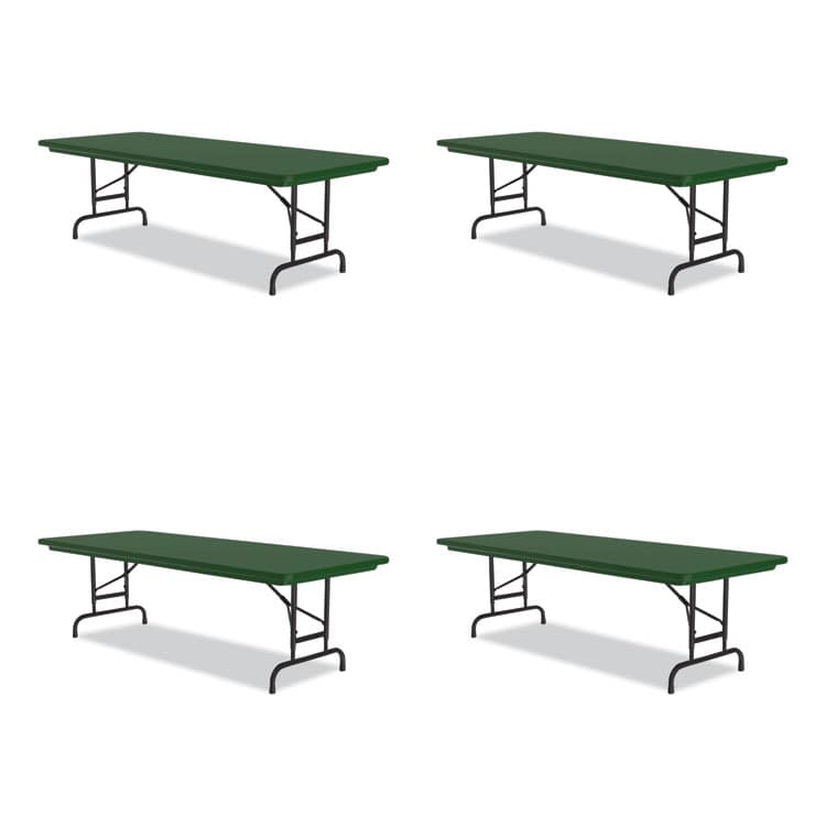 CORRELL, . Adjustable Folding Tables, Rectangular, 72" x 30" x 22" to 32", Green Top, Black Base, 4/Pallet (CRLRA3072294P)