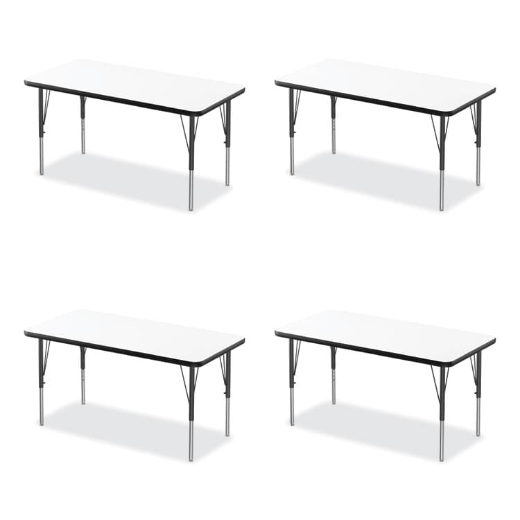 CORRELL, . Markerboard Activity Tables, Rectangular, 60" x 24" x 19" to 29", White Top, Black Legs, 4/Pallet (CRL2460DE80954P)