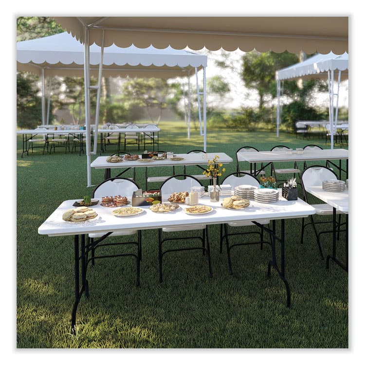 CORRELL, . Adjustable Folding Table, Rectangular, 48" x 24" x 22" to 32", Gray Granite Top, Black Legs, 4/Pallet (CRLRA2448234P) thumbnail 2