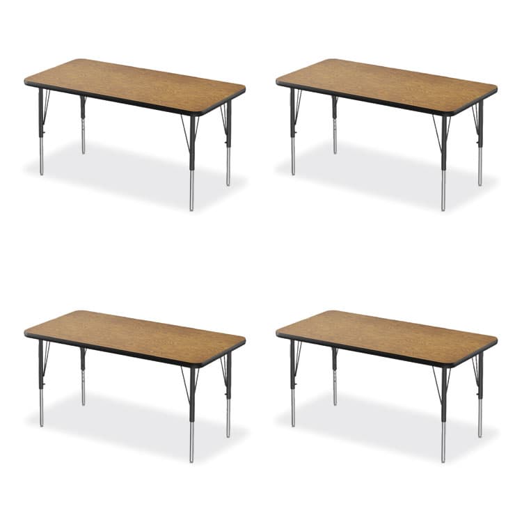 CORRELL, . Adjustable Activity Table, Rectangular, 48" x 24" x 19" to 29", Medium Oak Top, Black Legs, 4/Pallet (CRL2448TF0695K4)