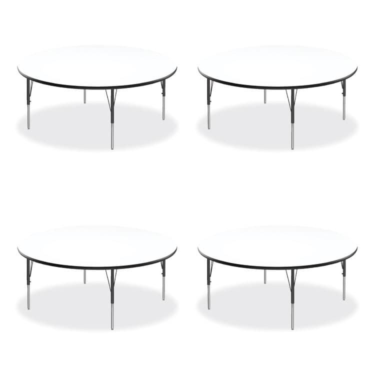 CORRELL, . Markerboard Activity Tables, Round, 60" x 19" to 29", White Top, Black/Silver Legs, 4/Pallet (CRL60DERD80954P)