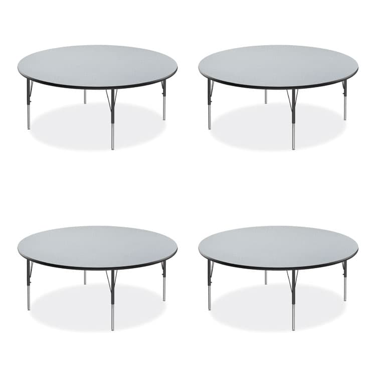 CORRELL, . Height Adjustable Activity Table, Round, 60" x 19" to 29", Gray Granite Top, Black Legs, 4/Pallet (CRL60TFRD1595K4)