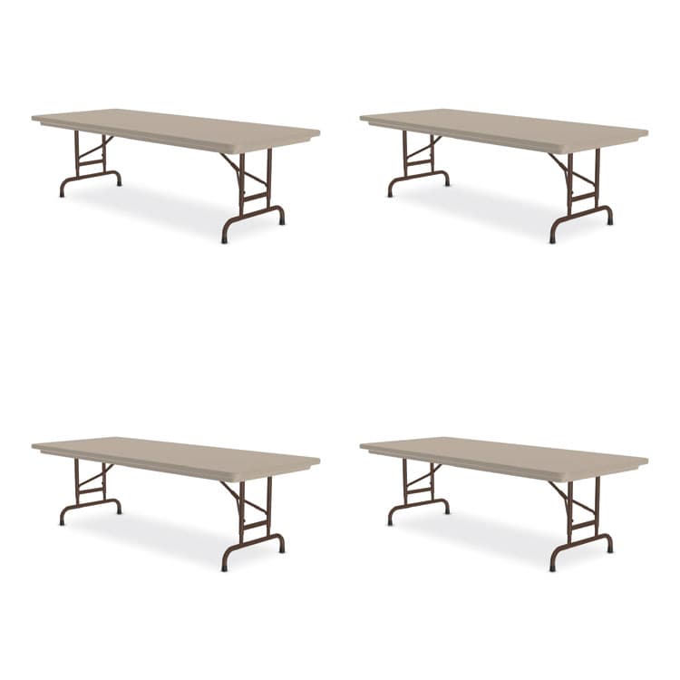 CORRELL, . Adjustable Folding Tables, Rectangular, 96" x 30" x 22" to 32", Mocha Granite Top, Brown Legs, 4/Pallet (CRLRA3096244P)