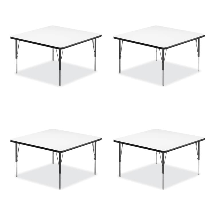 CORRELL, . Markerboard Activity Tables, Square, 48" x 48" x 19" to 29", White Top, Black Legs, 4/Pallet (CRL4848DE80954P)