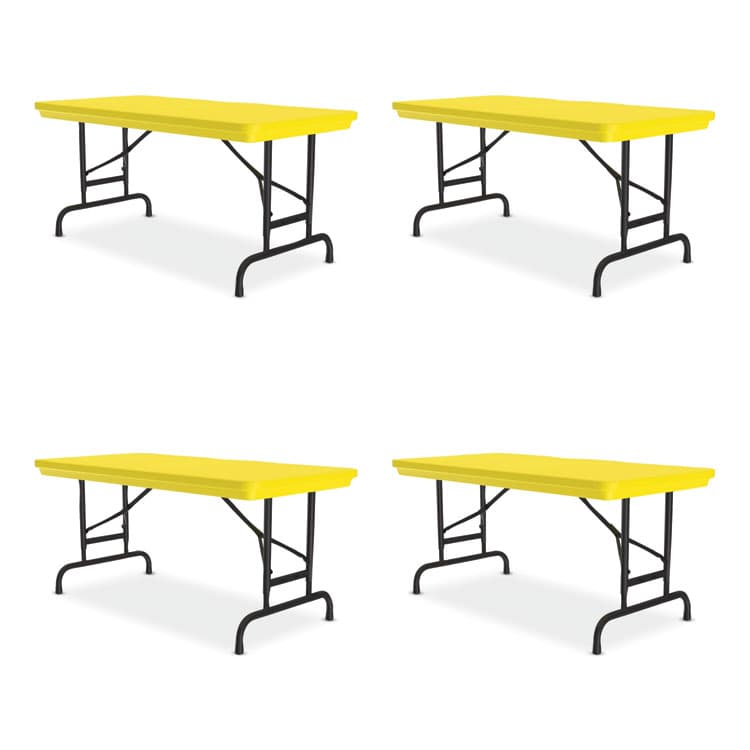 CORRELL, . Adjustable Folding Table, Rectangular, 48" x 24" x 22" to 32", Yellow Top, Black Legs, 4/Pallet (CRLRA2448284P)