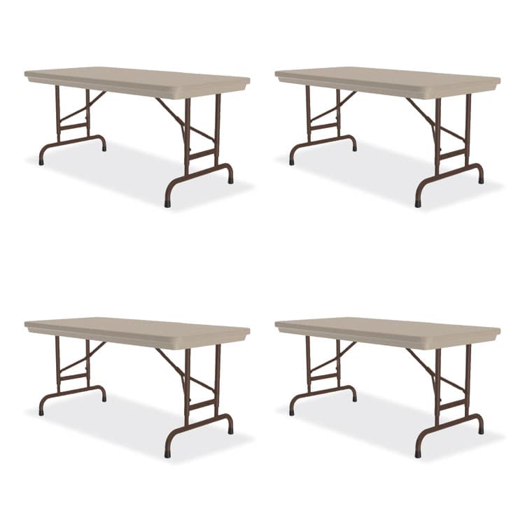 CORRELL, . Adjustable Folding Table, Rectangular, 48" x 24" x 22" to 32", Mocha Granite Top, Brown Legs, /Pallet (CRLRA2448244P)