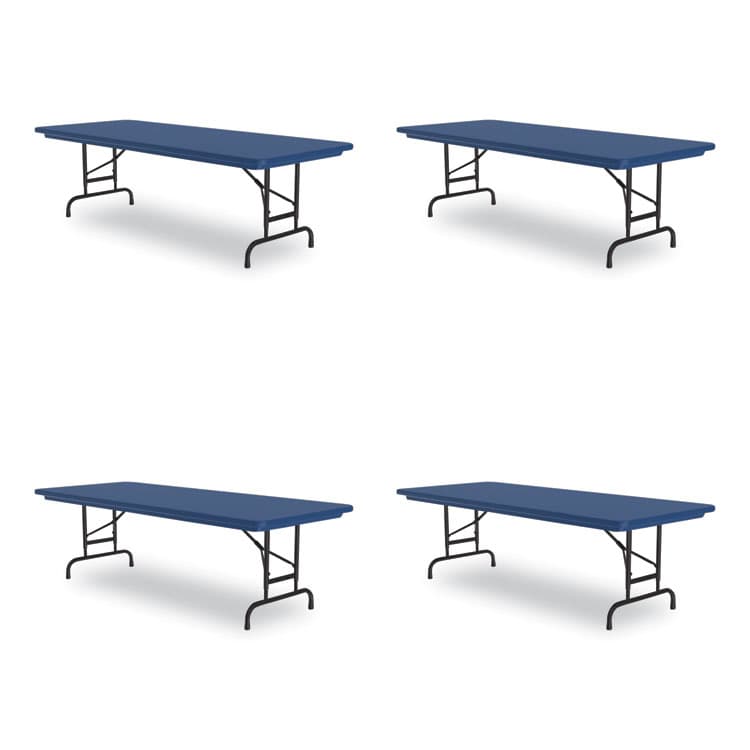 CORRELL, . Adjustable Folding Tables, Rectangular, 72" x 30" x 22" to 32", Blue Top, Black Legs, 4/Pallet (CRLRA3072274P)