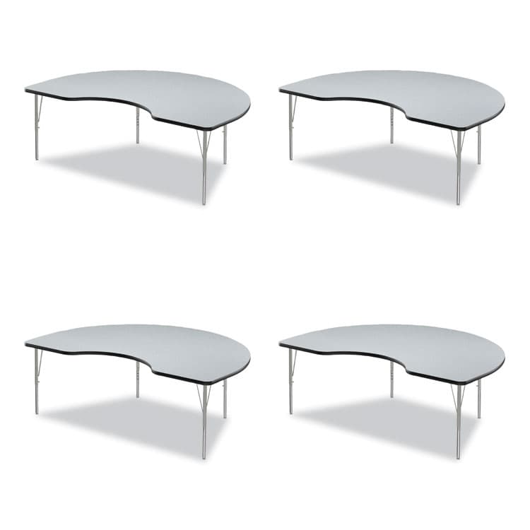 CORRELL, . Adjustable Activity Tables, Kidney Shaped, 72" x 48" x 19" to 29", Gray Top, Black Legs, 4/Pallet (CRL4872TF1595K4)