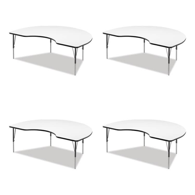 CORRELL, . Markerboard Activity Table, Kidney Shape, 72" x 48" x 19" to 29", White Top, Black Legs, 4/Pallet (CRL4872DE80954P)