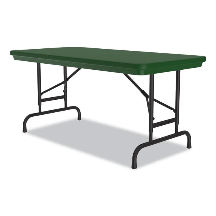 CORRELL, . Adjustable Folding Table, Rectangular, 48" x 24" x 22" to 32", Green Top, Black Legs, 4/Pallet (CRLRA2448294P) thumbnail 3