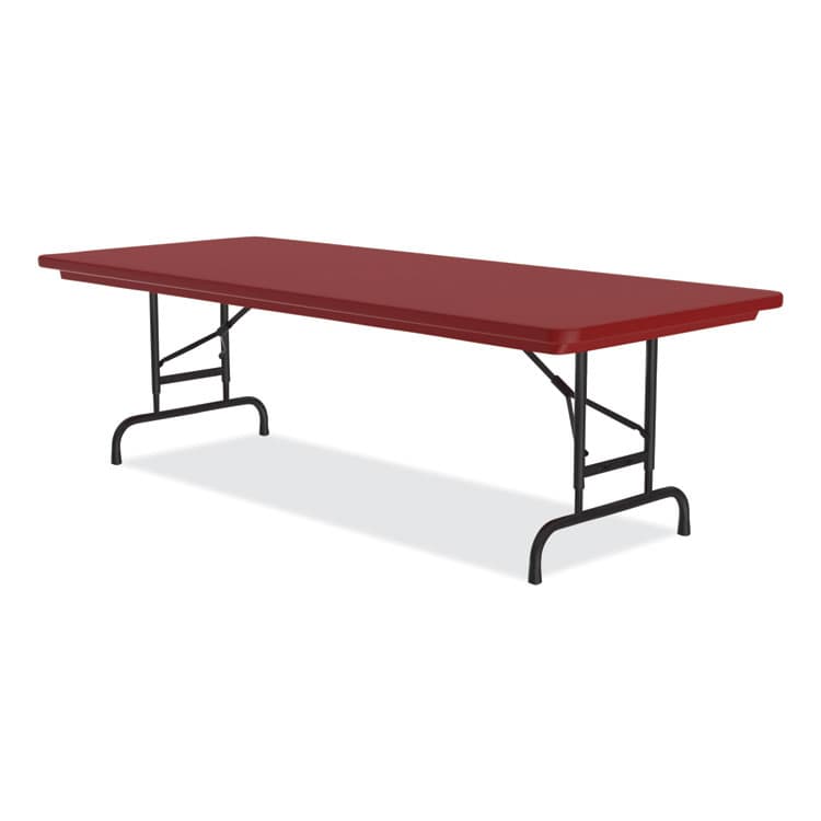 CORRELL, . Adjustable Folding Tables, Rectangular, 72" x 30" x 22" to 32", Red Top, Black Base, 4/Pallet (CRLRA3072254P) thumbnail 3