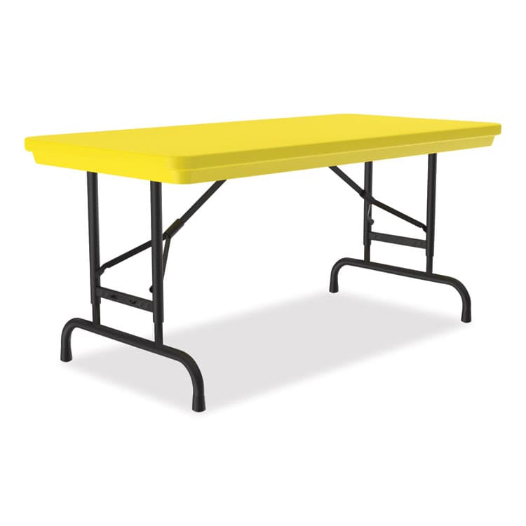 CORRELL, . Adjustable Folding Table, Rectangular, 48" x 24" x 22" to 32", Yellow Top, Black Legs, 4/Pallet (CRLRA2448284P) thumbnail 3