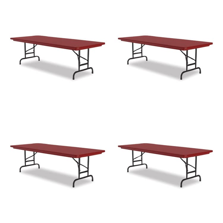 CORRELL, . Adjustable Folding Tables, Rectangular, 60" x 30" x 22" to 32", Red Top, Black Legs, 4/Pallet (CRLRA3060254P)