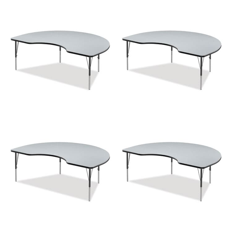 CORRELL, . Adjustable Activity Tables, Kidney Shaped, 72" x 48" x 19" to 29", Gray Top, Gray Legs, 4/Pallet (CRL4872TF15954P)