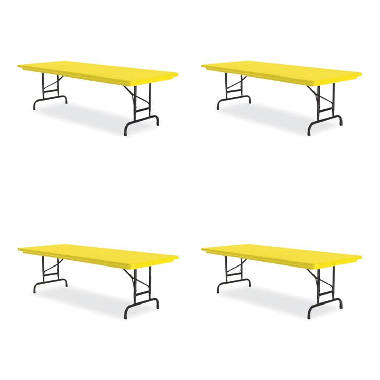 CORRELL, . Adjustable Folding Tables, Rectangular, 60" x 30" x 22" to 32", Yellow Top, Black Legs, 4/Pallet (CRLRA3060284P)