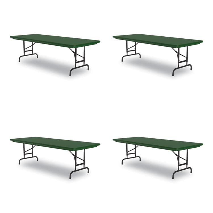 CORRELL, . Adjustable Folding Tables, Rectangular, 60" x 30" x 22" to 32", Green Top, Black Legs, 4/Pallet (CRLRA3060294P)