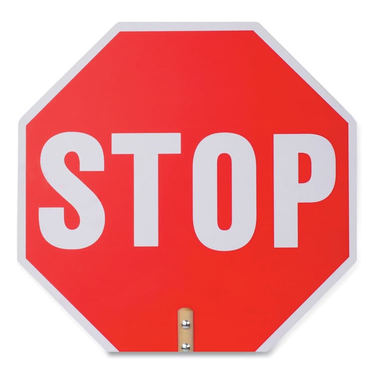 TATCO Handheld Stop Sign, 18" Red/White Face, White Graphics (TCO17520) thumbnail 4