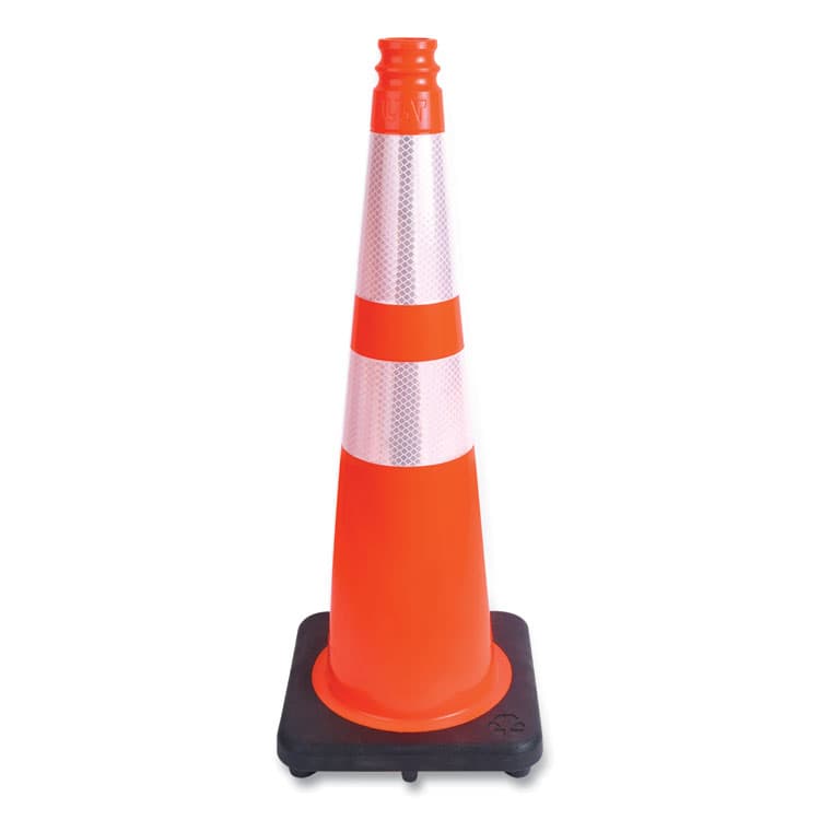 TATCO Traffic Cone, 11.5 x 11.5 x 28, Orange/Silver/Black (TCO35500)