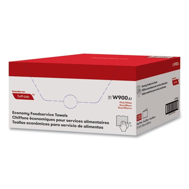 CASCADES TISSUE GROUP Tuff-Job Foodservice Towels, 12 x 24, Pink/White, 200/Carton (CSDW900) thumbnail 2