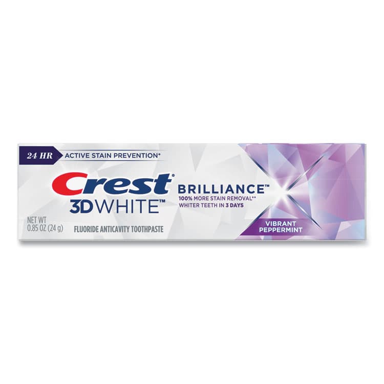 PROCTER & GAMBLE 3D White Brilliance Advanced Whitening Technology + Advanced Stain Protection Toothpaste, Vibrant Peppermint, 0.85 oz, 72/CT (PGC06623) thumbnail 3