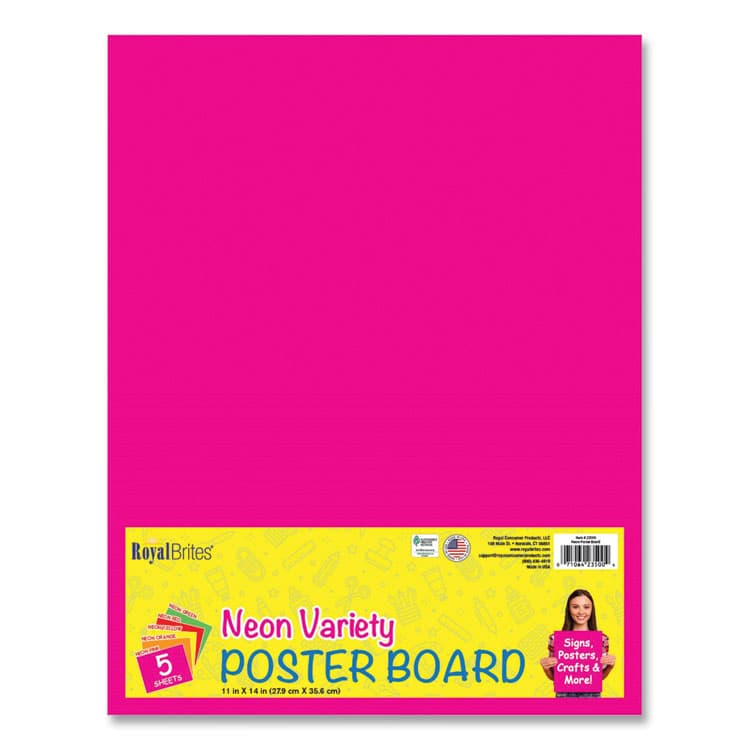 GEOGRAPHICS Premium Coated Poster Board, 11" x 14", Assorted Neon Colors, 5/Pack (GEO23500S) thumbnail 2