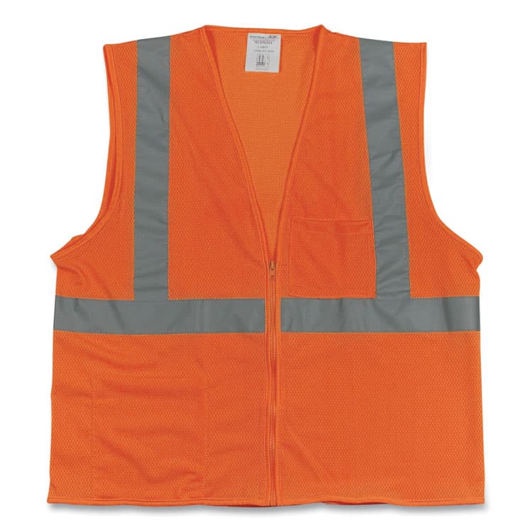 PROTECTIVE INDUSTRIAL PRODUCTS Zipper Safety Vest, 2X-Large, Hi-Viz Orange (PID302MVGZOR2X)