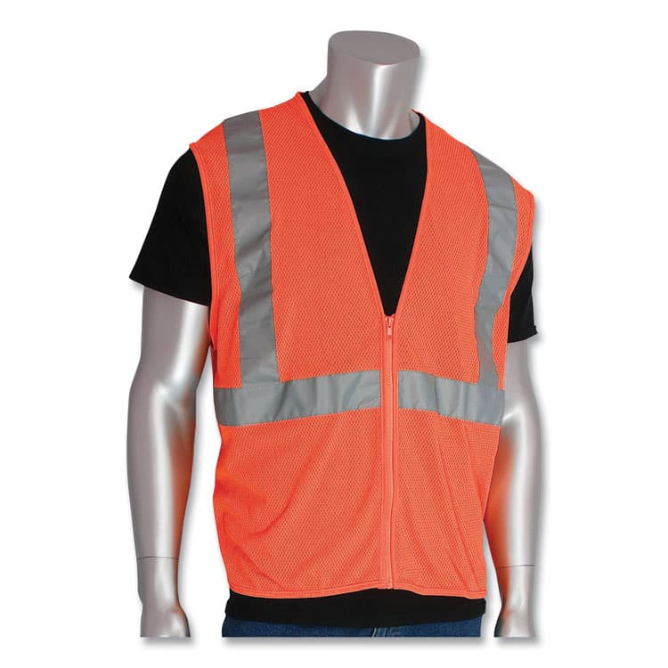 PROTECTIVE INDUSTRIAL PRODUCTS Zipper Safety Vest, 2X-Large, Hi-Viz Orange (PID302MVGZOR2X) thumbnail 2