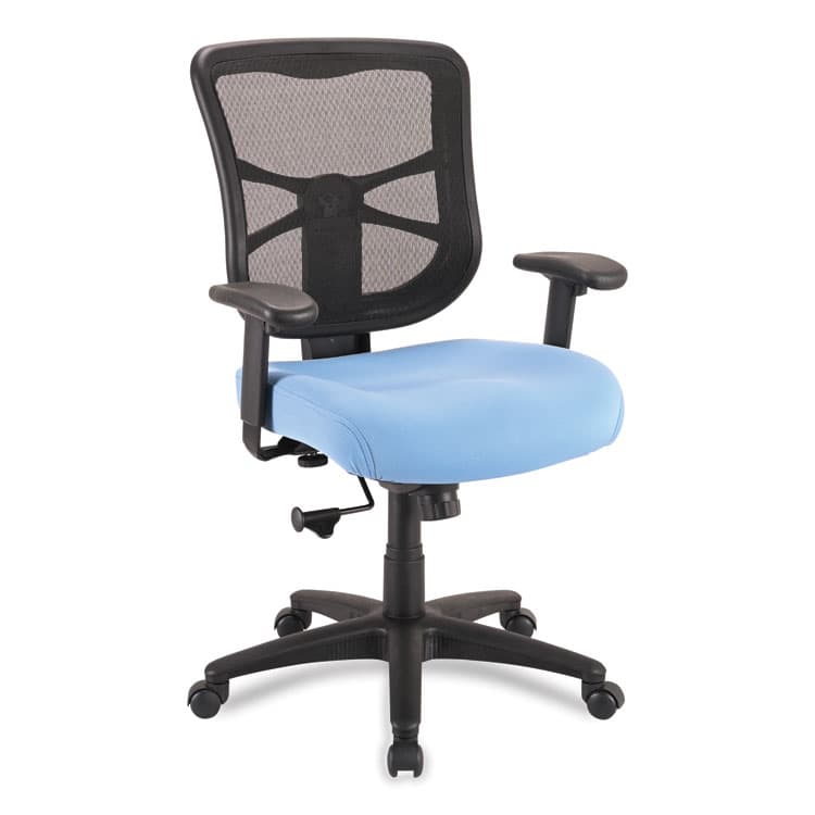 ALERA Alera Elusion Series Mesh Mid-Back Swivel/Tilt Chair, Supports Up to 275 lb, 17.9" to 21.8" Seat Height, Light Blue Seat (ALEEL42BME70B)