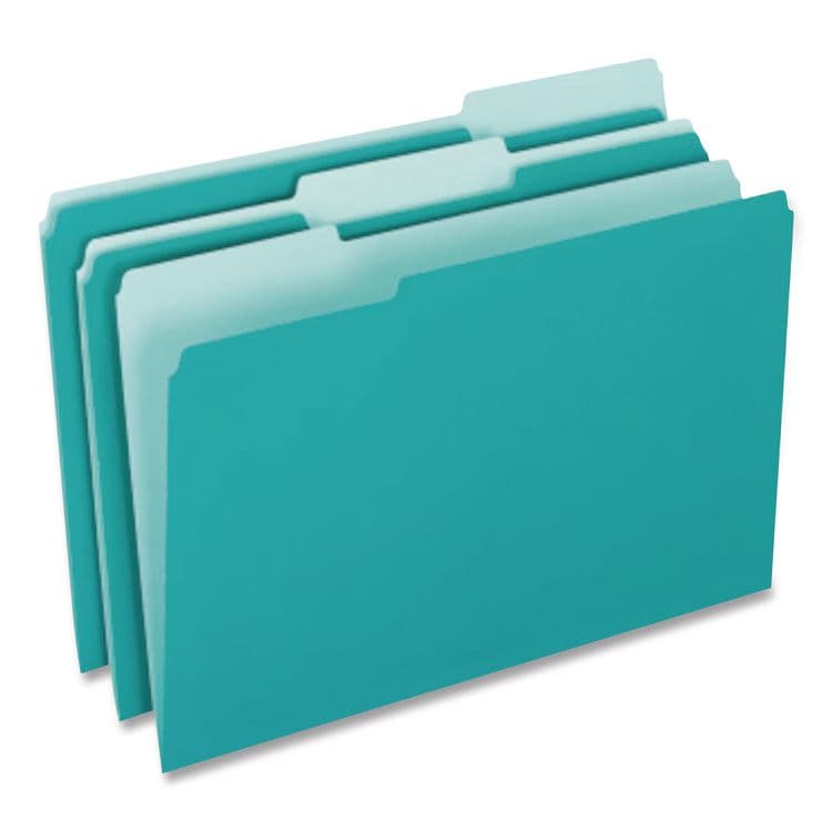 TOPS BUSINESS FORMS Interior File Folders, 1/3-Cut Tabs: Assorted, Letter Size, Aqua, 100/Box (PFX421013AQU)