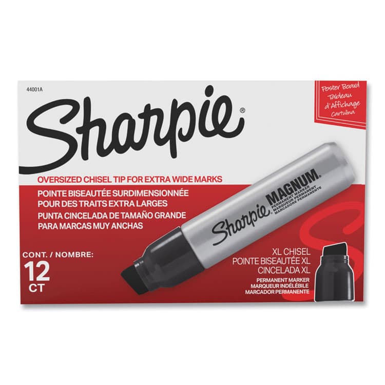 SANFORD Magnum Permanent Marker, Broad Chisel Tip, Black, Dozen (SAN44001ABX)
