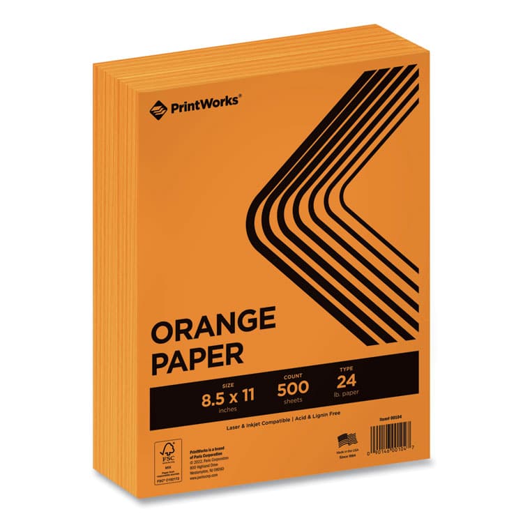 PARIS CORPORATION Color Paper, 24 lb Text Weight, 8.5 x 11, Orange, 500/Ream (PRB00104)