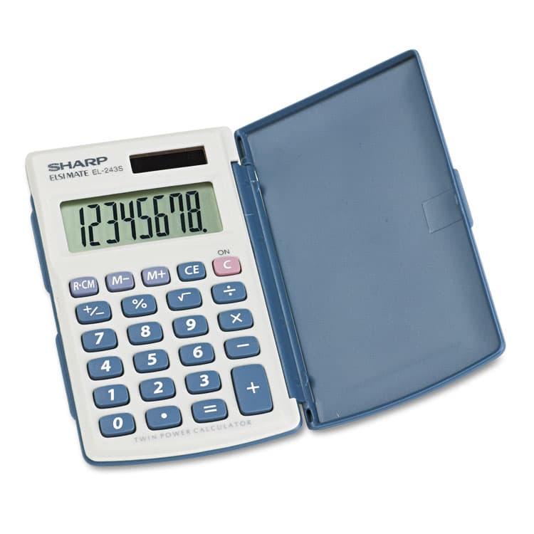 SHARP ELECTRONICS EL-243SB Solar Pocket Calculator, 8-Digit LCD (SHREL243SB)