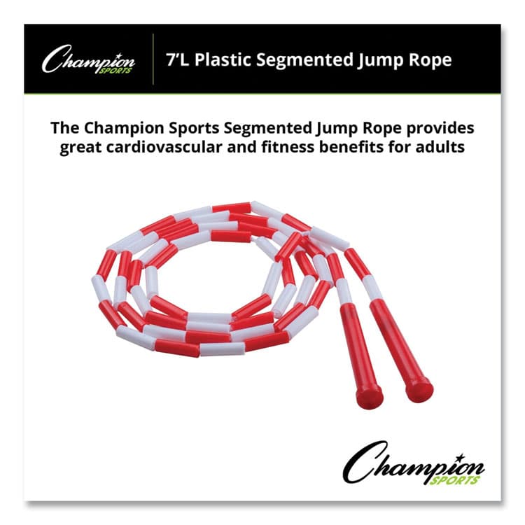CHAMPION SPORT Segmented Plastic Jump Rope, 7 ft, Red/White (CSIPR7) thumbnail 3