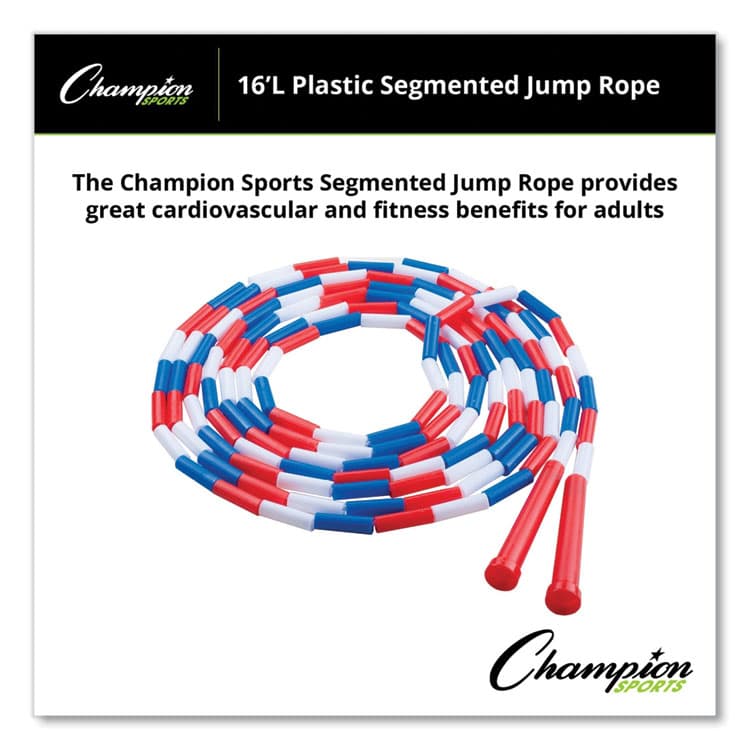 CHAMPION SPORT Segmented Plastic Jump Rope, 16 ft, Red/Blue/White (CSIPR16) thumbnail 3