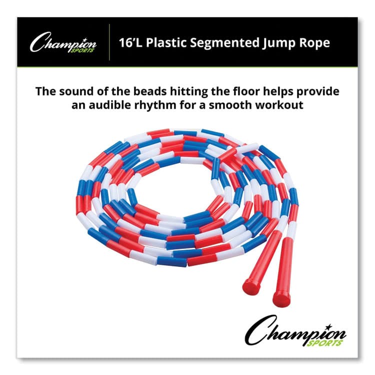CHAMPION SPORT Segmented Plastic Jump Rope, 16 ft, Red/Blue/White (CSIPR16) thumbnail 4