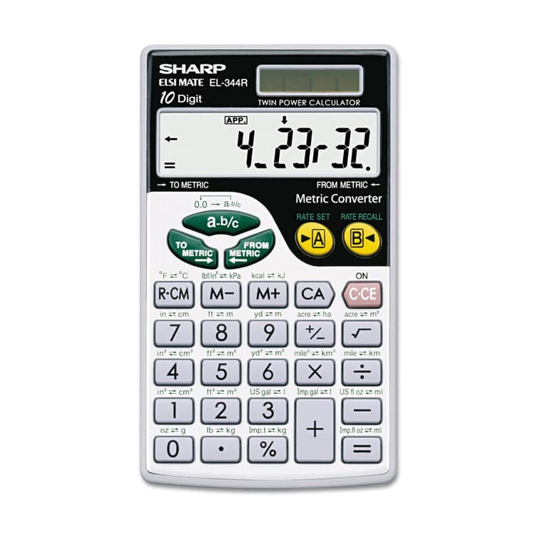 SHARP ELECTRONICS EL344RB Metric Conversion Wallet Calculator, 10-Digit LCD (SHREL344RB)