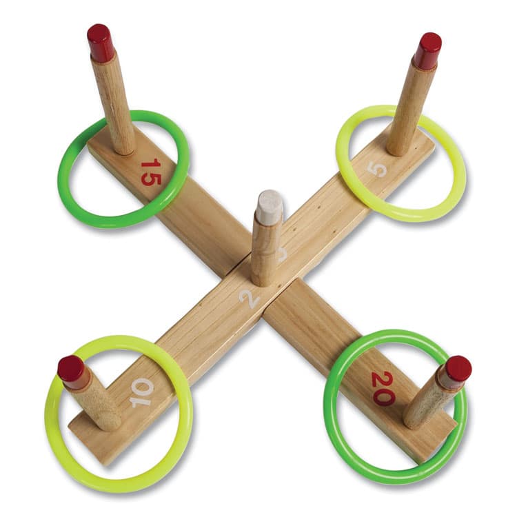CHAMPION SPORT Ring Toss Set, Plastic/Wood, Assorted Colors, 5 Pegs, 4 Rings (CSIQS1)