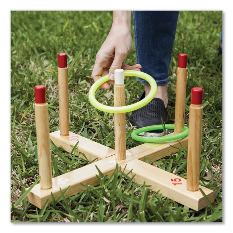 CHAMPION SPORT Ring Toss Set, Plastic/Wood, Assorted Colors, 5 Pegs, 4 Rings (CSIQS1) thumbnail 4